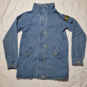 Denim Fleet Jacket Commander Acer Full Zip Snaps High Collar Blue BOOBYK-SPATROL